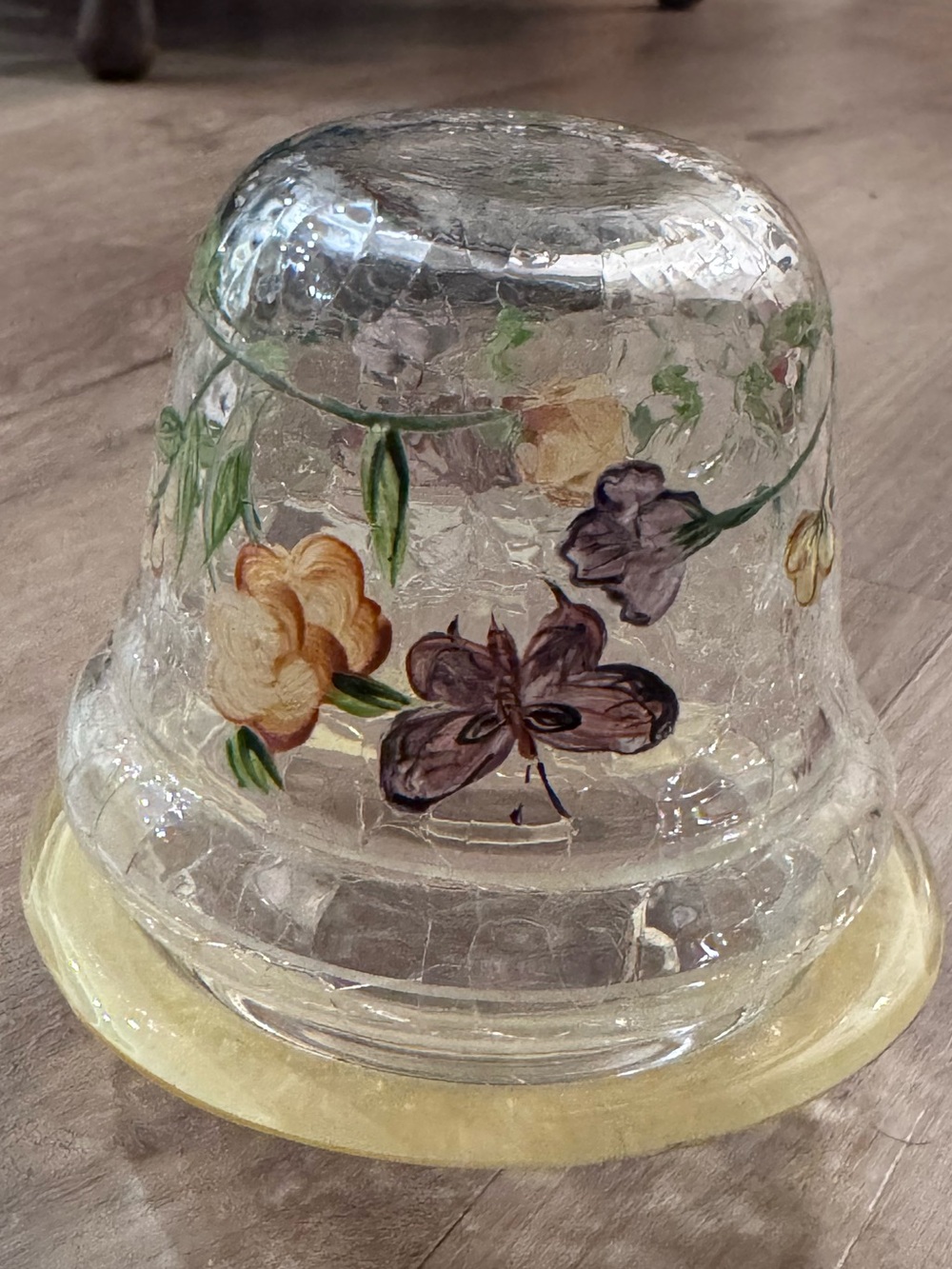 Hand-Painted Yankee Candle Crackle Glass Fairy Lamp, hand painted